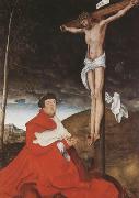 CRANACH, Lucas the Elder Cardinal Albrecht of Branden-burg before the Crucified Christ (mk08) Sweden oil painting artist